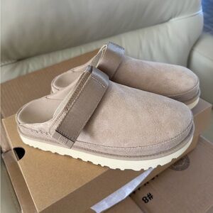 UGG Beige Suede Slip-On Clog with Strap